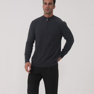 100% Cashmere Ribbed Half Zip