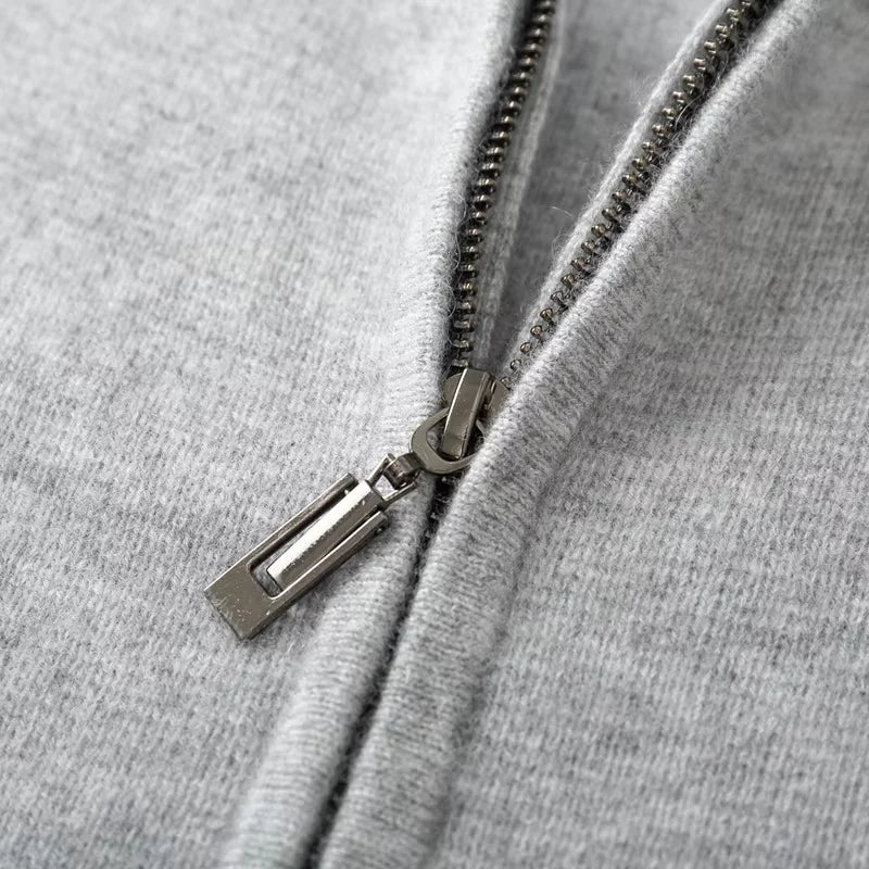 100% Merinoull Herr – Tjockstickat Träningsset med Huvtröja & Dragkedja,