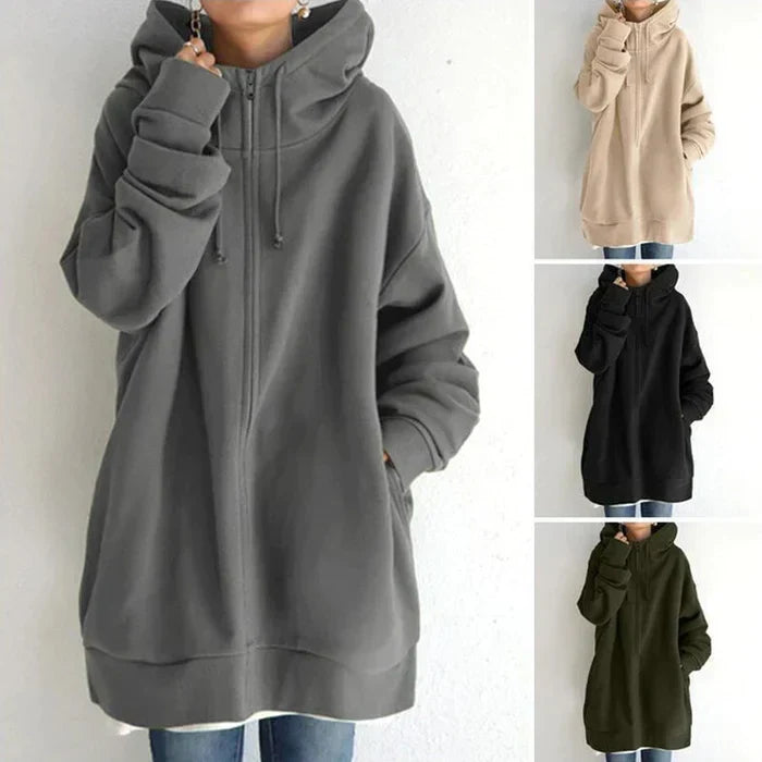 Coat - Polyester Blend Hooded Design And Light Warmth