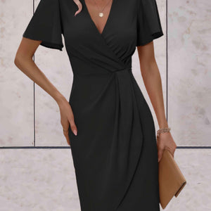 Dam Wrap Klänning Högkvalitativt Material V-ringning