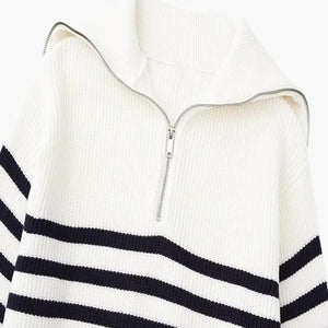 Striped Zip Up Sweater
