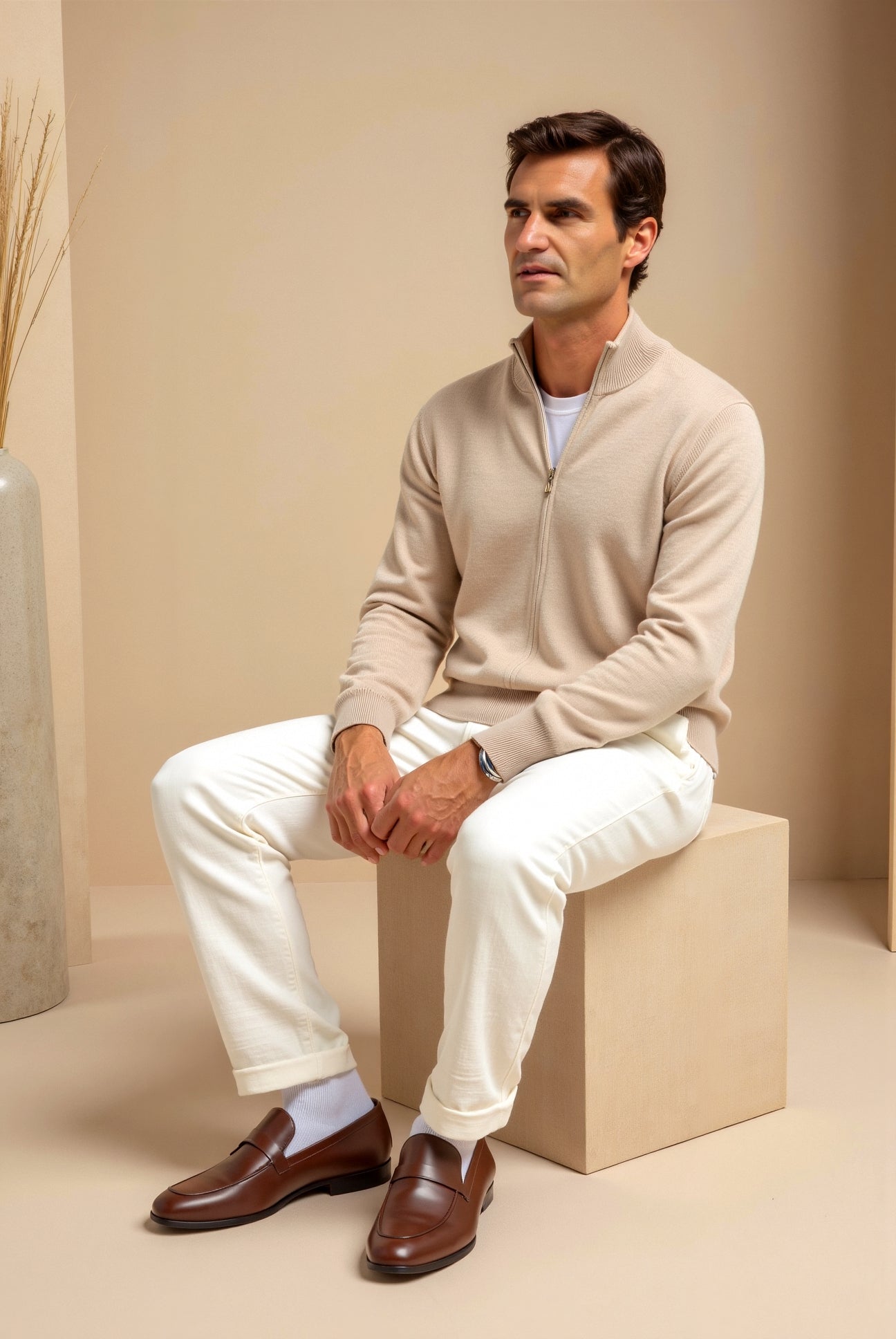 Herr Slim-fit Cardigan i Elegant Stil