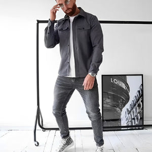 Herrskjorta Bomull Avslappnad Stil för Herrar