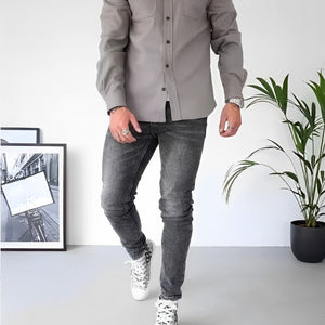 Herrskjorta Bomull Avslappnad Stil för Herrar