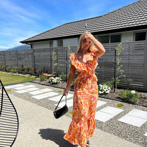 Kvinna Bomull Lång Klänning Sommarklänning