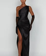 Elvira One-Shoulder Dress with High Slit
