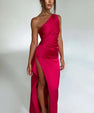 Elvira One-Shoulder Dress with High Slit