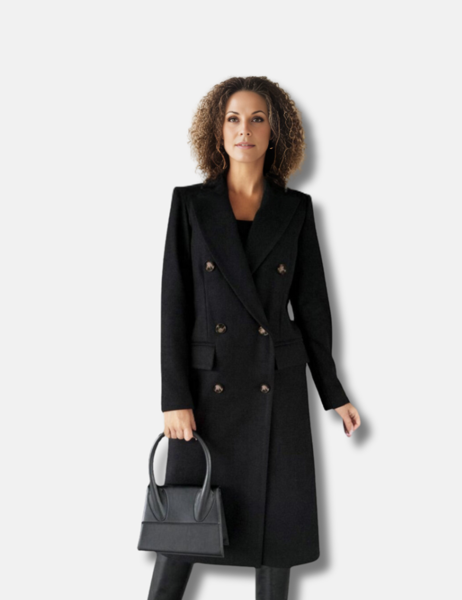 Long Coat - Durable Blend Double Breasted & Hand Pockets