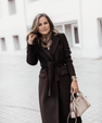 Polyester Blend Coat - Belted Waist and Structured Warmth
