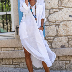 Skjortklänning dam – Långa ärmar & midi-längd