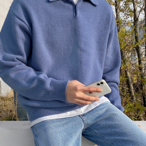 Woolen Button Half Zip