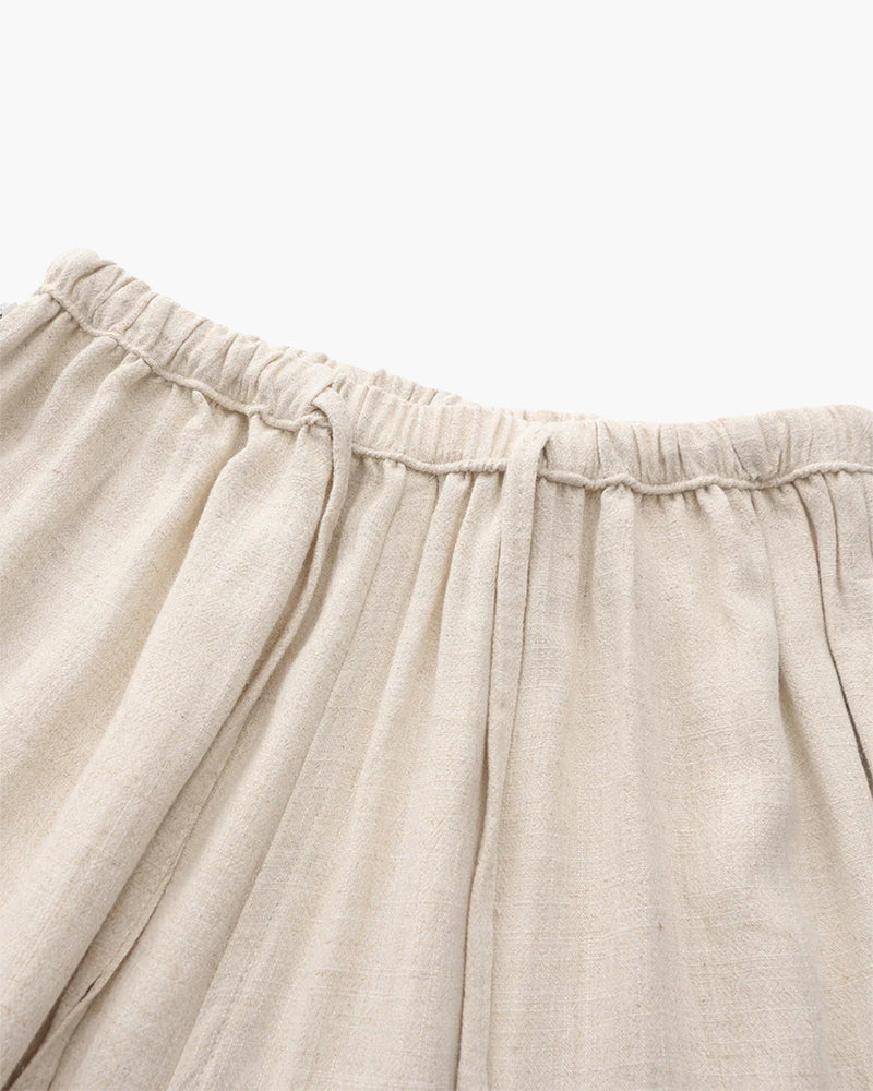 Beige elastic waistband skirt with soft gathered fabric detail from Min butik