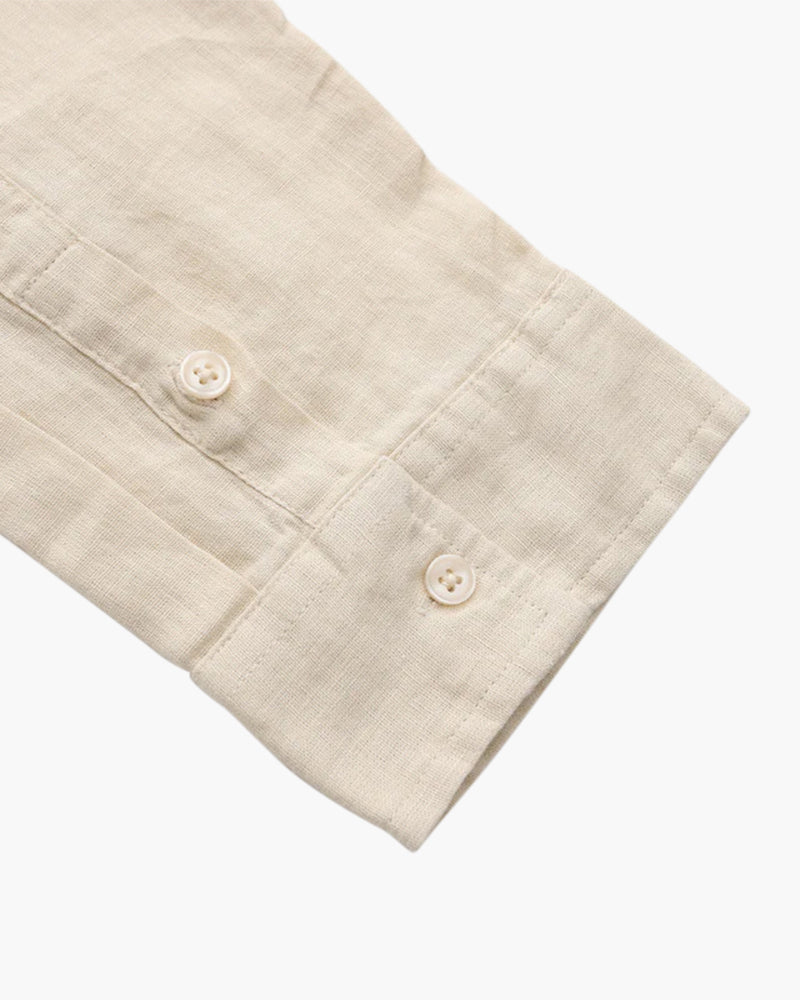 Beige linen shirt cuff with two buttons from Min butik